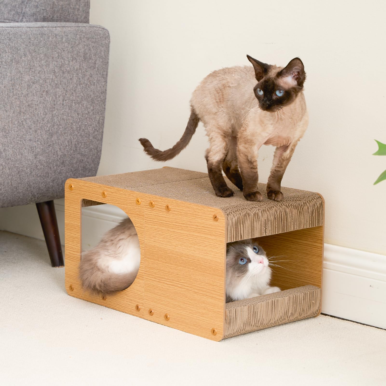 EHEYCIGA cardboard cat scratcher house brown tone fits home décor.