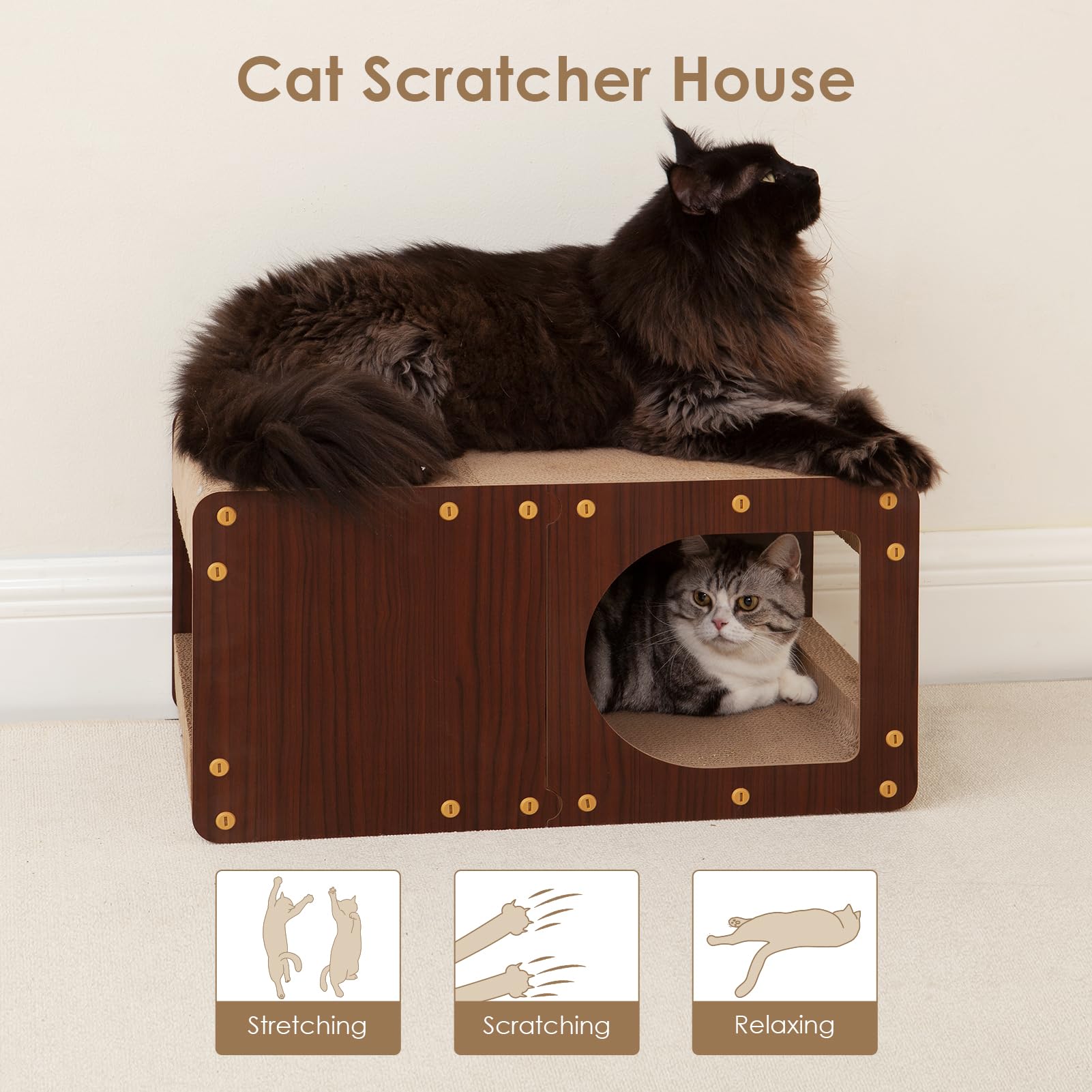 EHEYCIGA Cardboard Scratcher House indoor-use design fits compact spaces.