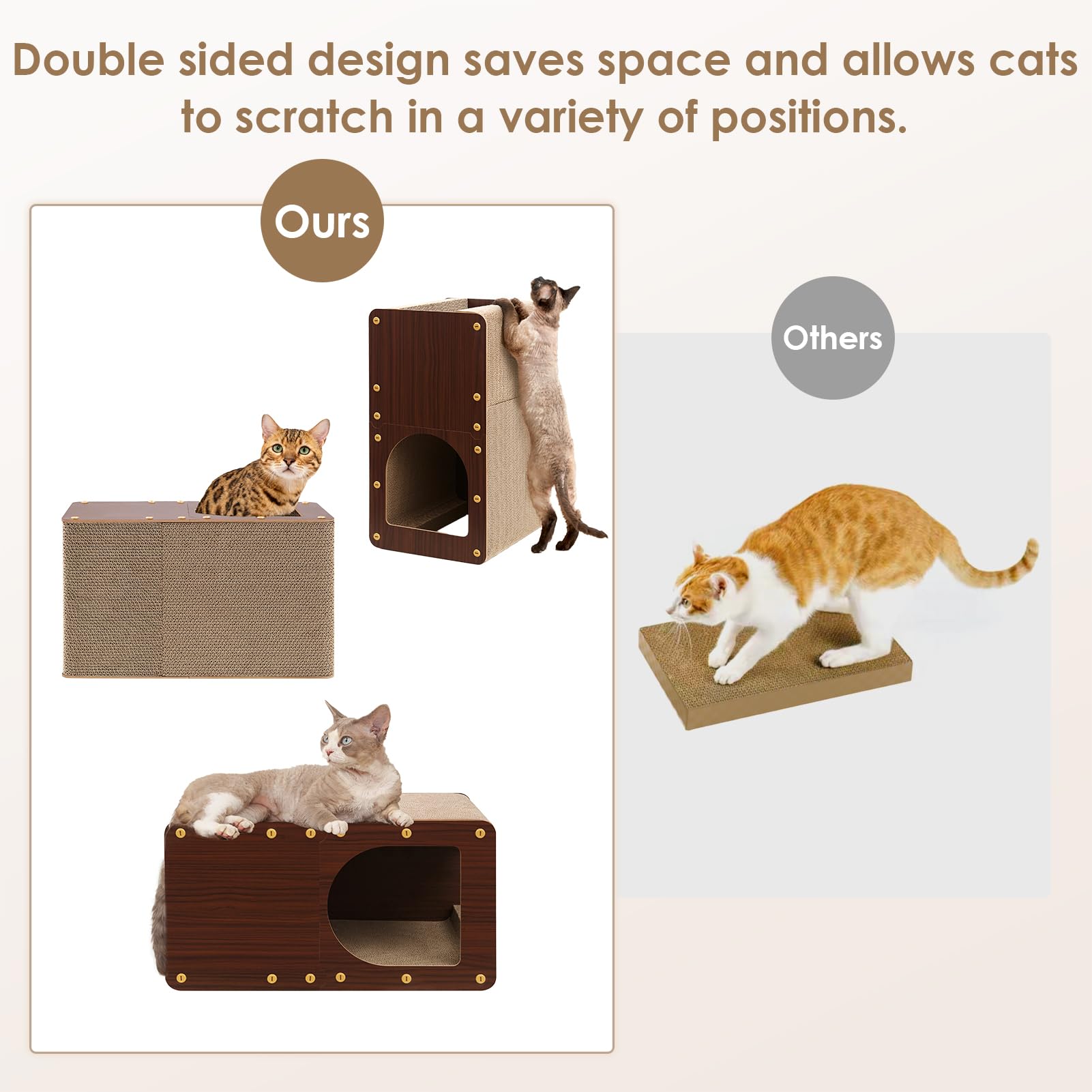 EHEYCIGA cardboard cat scratcher house inside corner use highlights easy placement