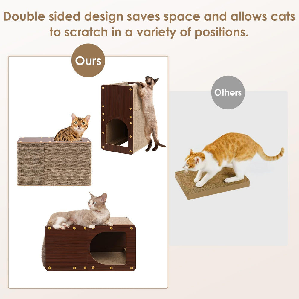 EHEYCIGA cardboard cat scratcher house inside corner use highlights easy placement