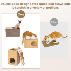 EHEYCIGA cardboard cat scratcher house open top detail reveals scratch-friendly surfaces on all sides.