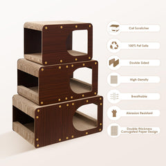 EHEYCIGA cardboard cat scratcher house side view demonstrates stable construction