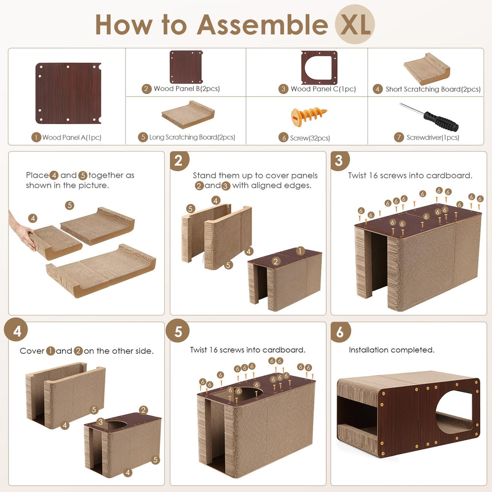EHEYCIGA Cardboard Scratcher House step-by-step assembly video included.