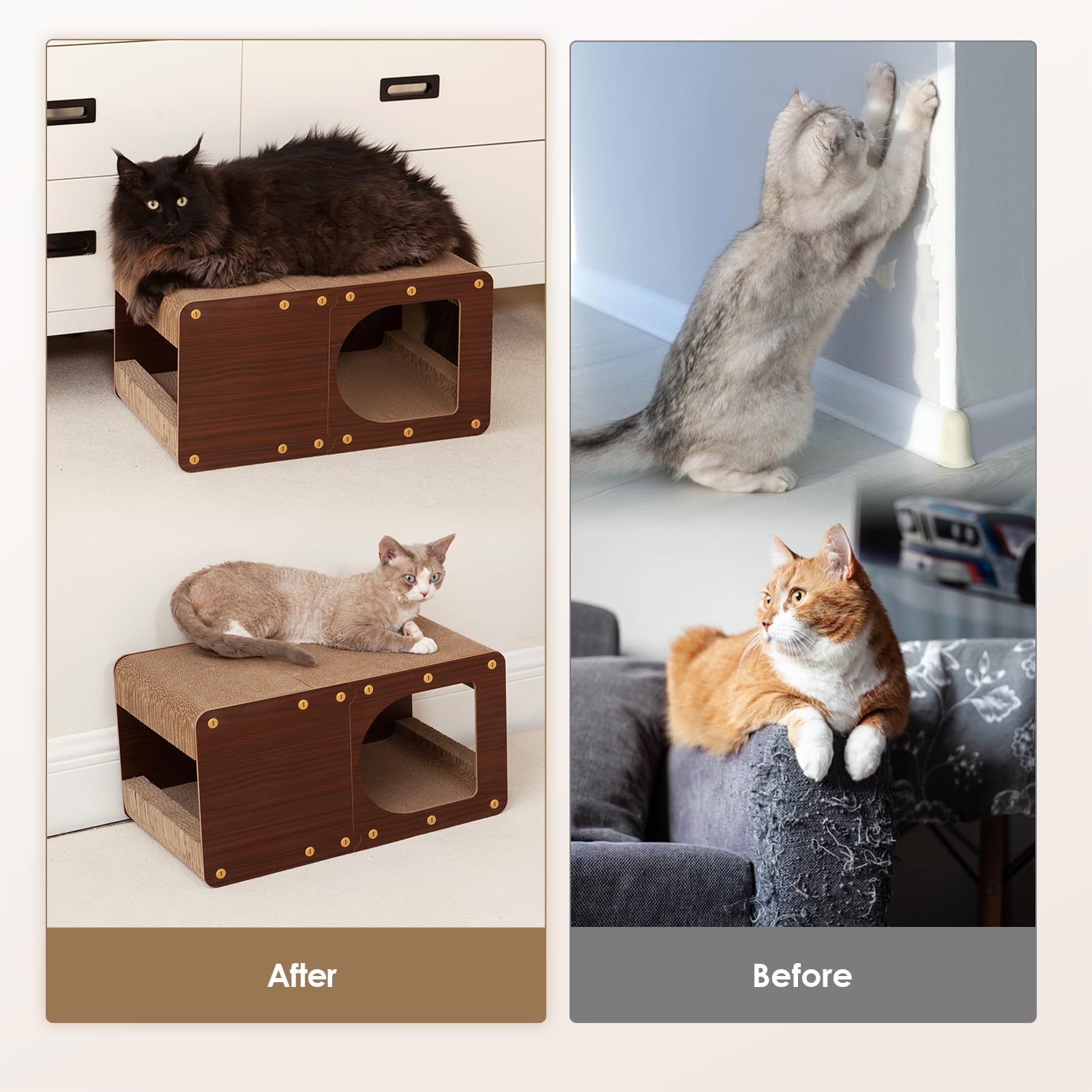 EHEYCIGA cardboard cat scratcher house top view reveals roomy interior