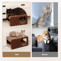 EHEYCIGA cardboard cat scratcher house top view reveals roomy interior