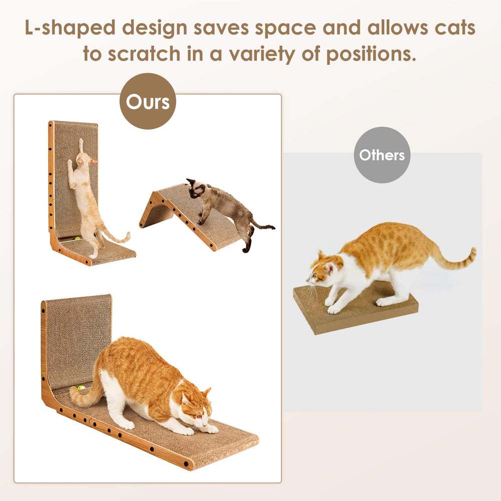 EHEYCIGA side-view of L-shaped scratcher fitting against sofa