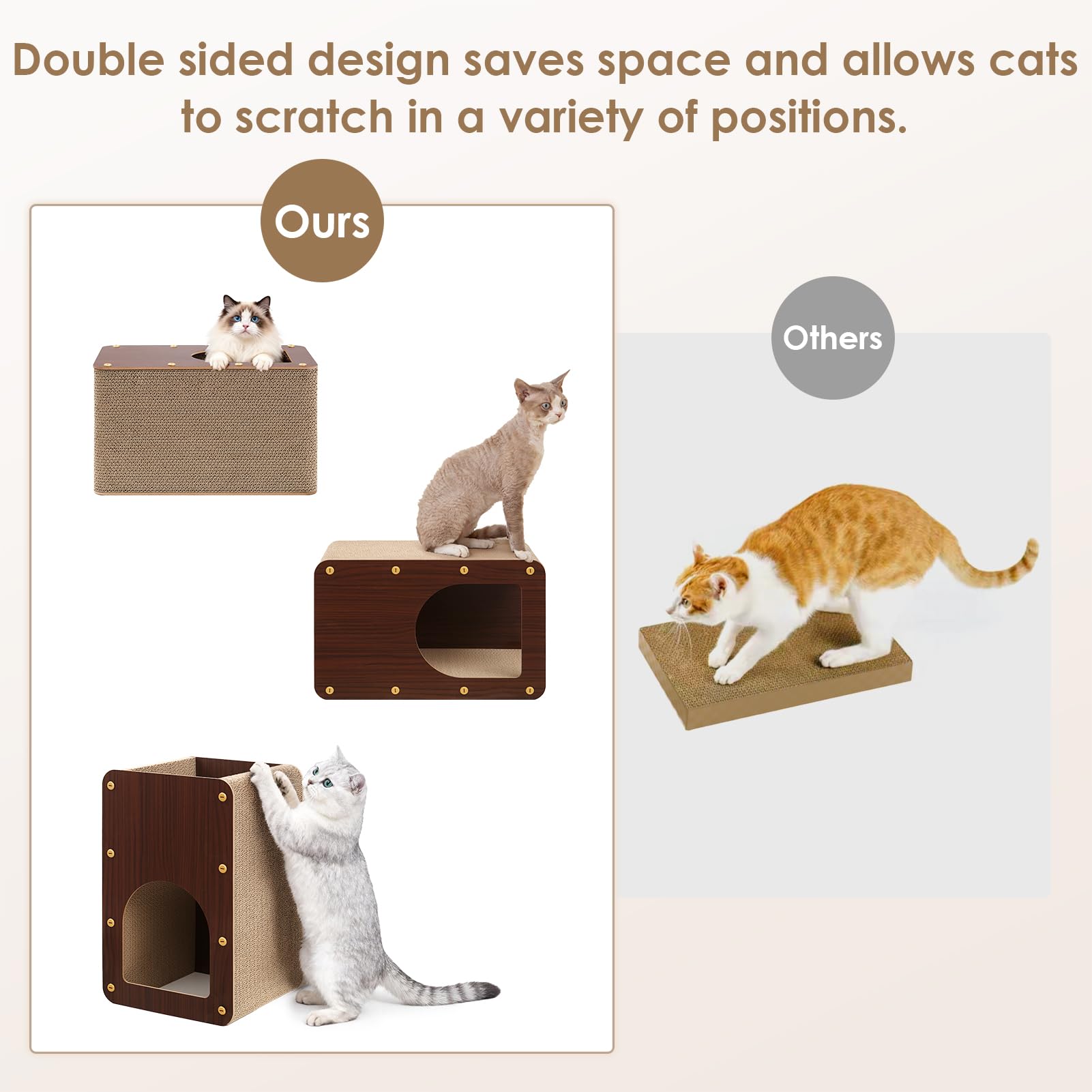 EHEYCIGA cat scratcher with wooden frame for added stability and longevity.