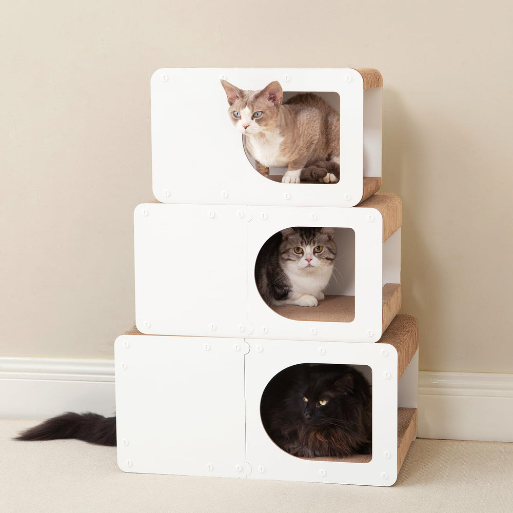 EHEYCIGA Cardboard Scratcher House durable corrugated paper surface.