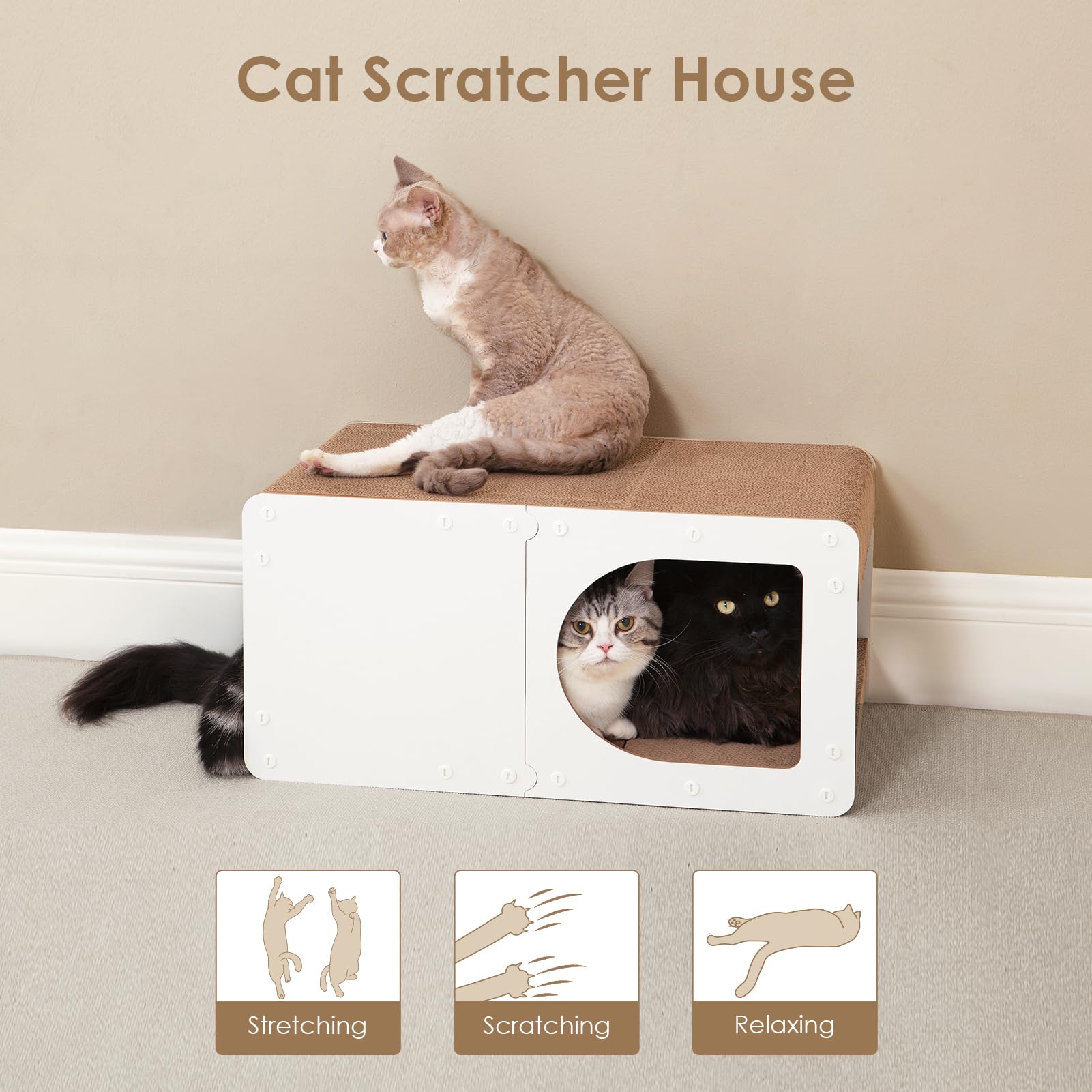 EHEYCIGA Cardboard Scratcher House non-toxic materials for safety.