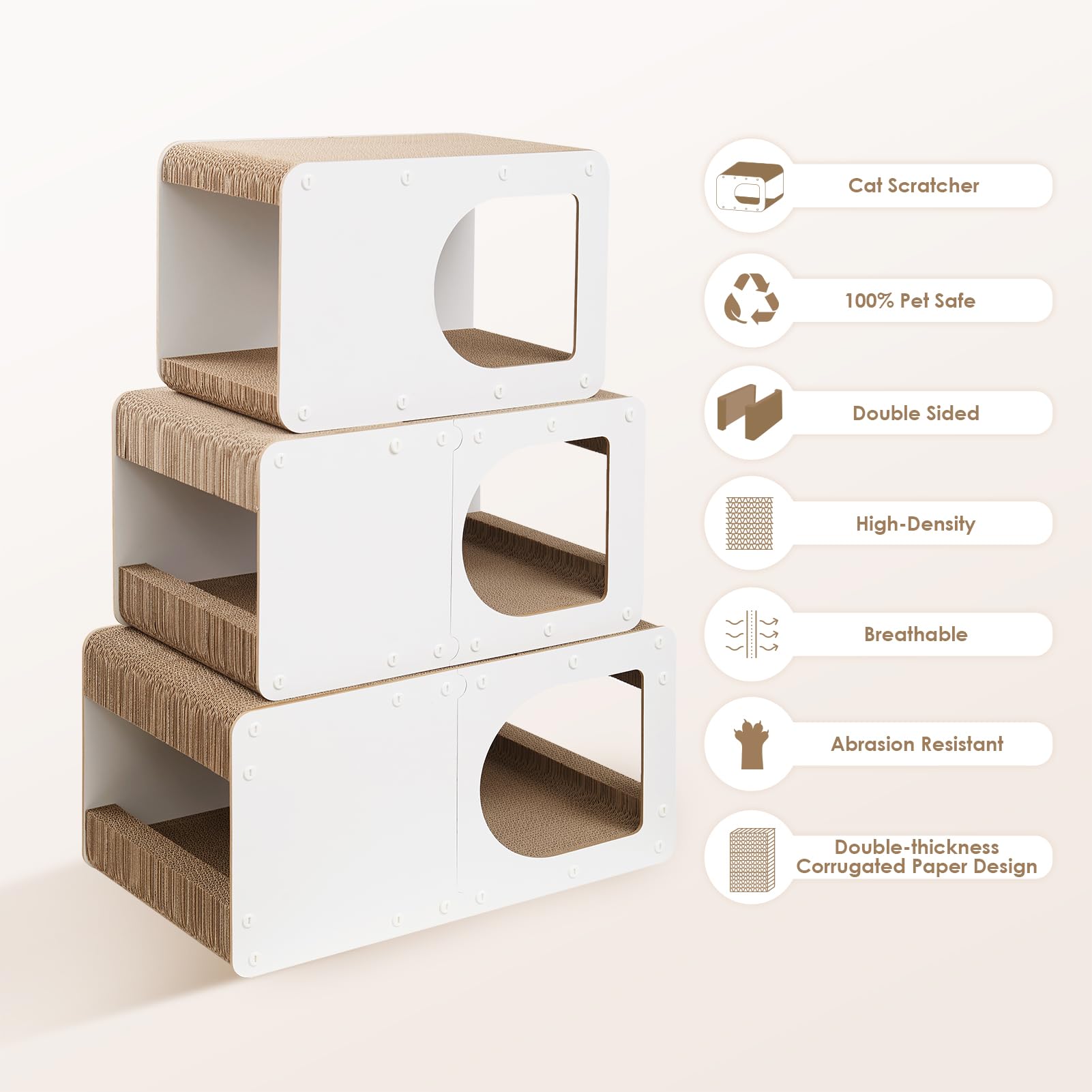 EHEYCIGA Cardboard Scratcher House side surface supports scratching.