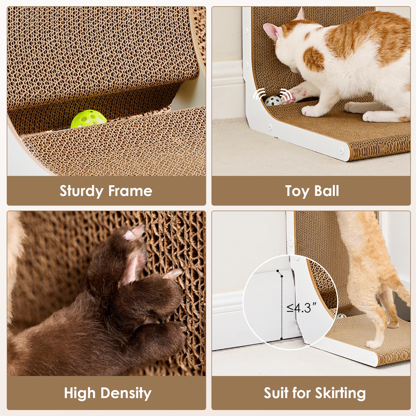 EHEYCIGA Multi-use design for scratching, relaxing, and stretching by indoor cats.