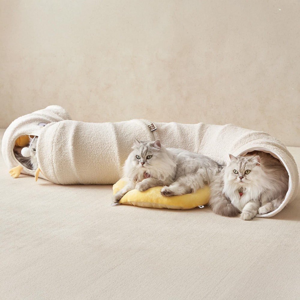 EHEYCIGA cat tunnel removable cushion is machine washable for simple cleaning.