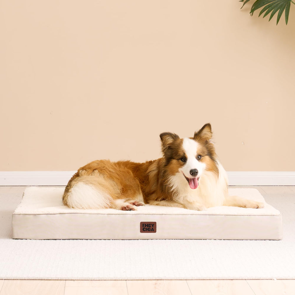 EHEYCIGA camel dog bed in a cozy living room scene