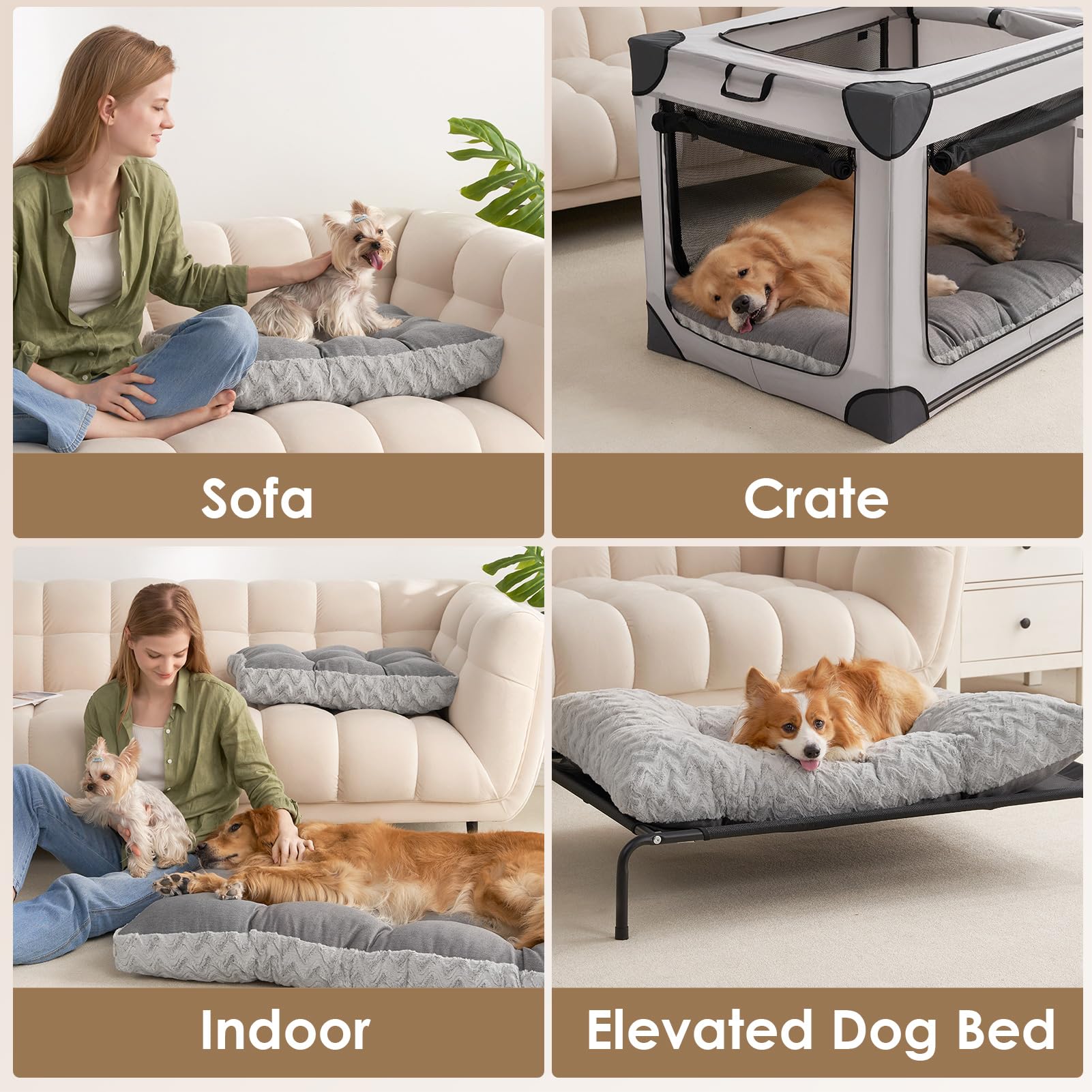 EHEYCIGA crate friendly bed with five size options for growing dogs.