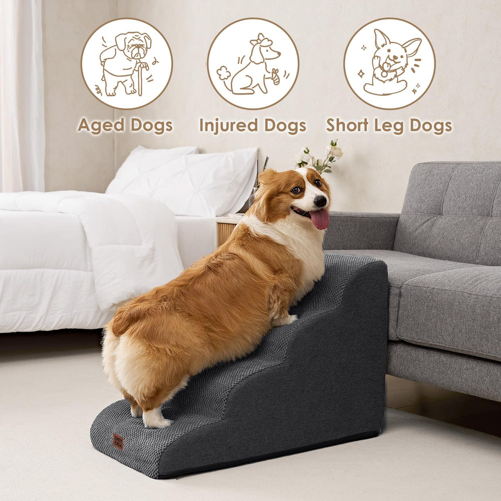 EHEYCIGA curved dog stairs 2-step option fits low furniture heights