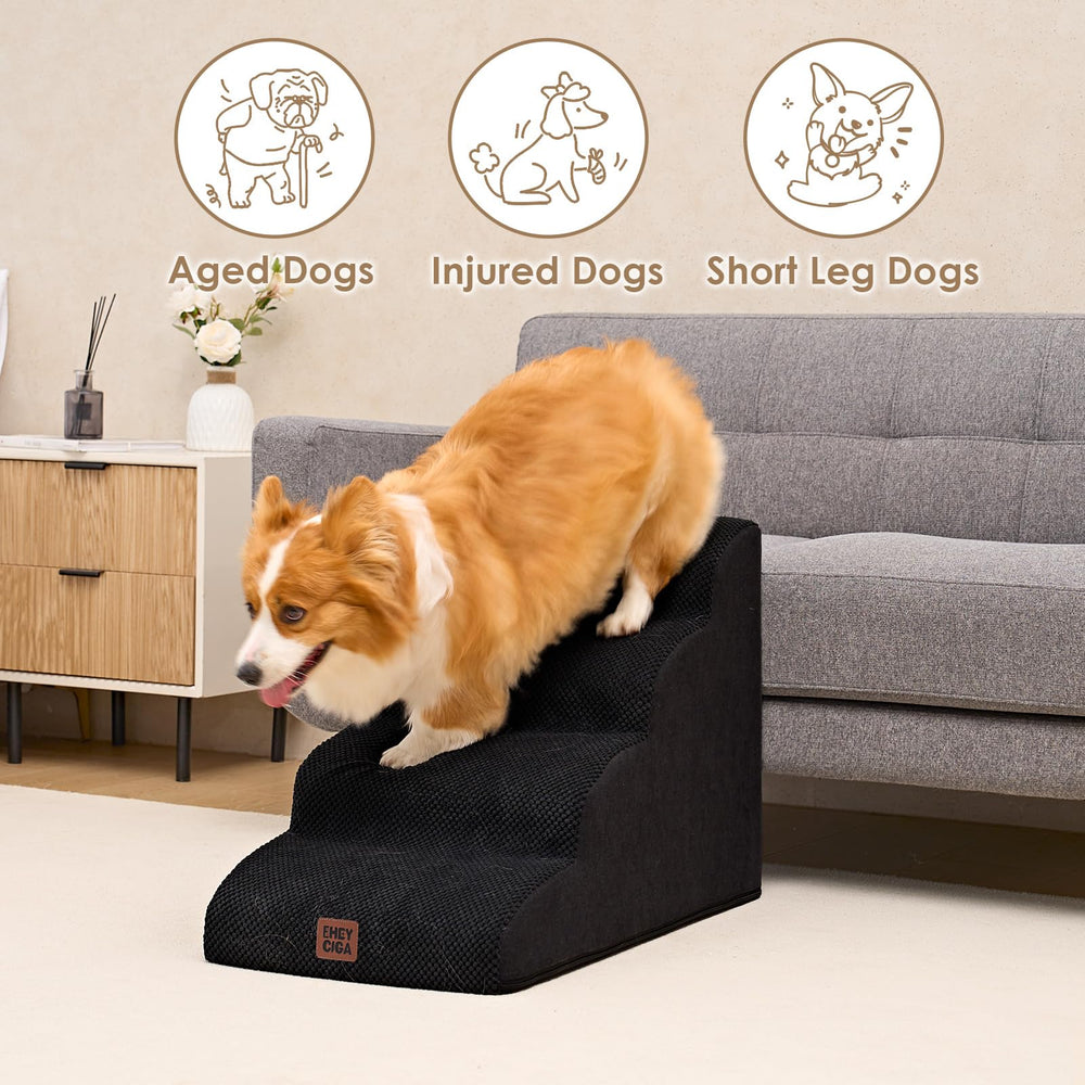 EHEYCIGA curved dog stairs 2-step option fits low furniture.