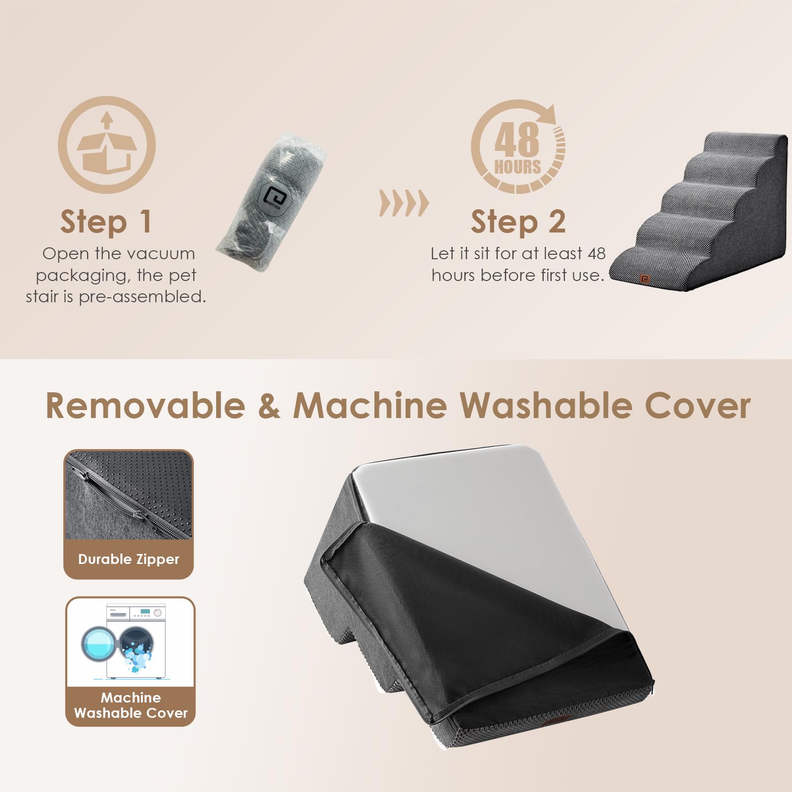 EHEYCIGA curved dog stairs 4-step option works for higher beds