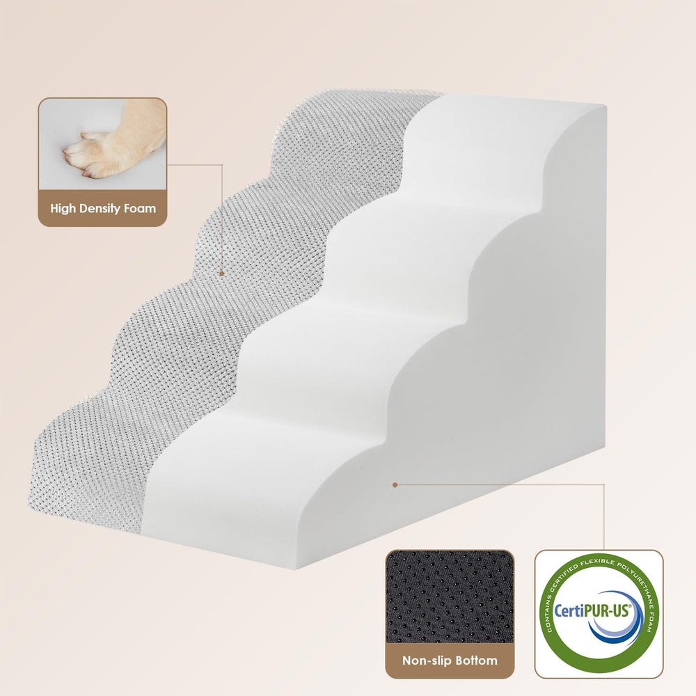 EHEYCIGA curved dog stairs 4-step setup for higher furniture access.