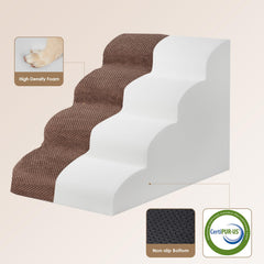 EHEYCIGA Curved Dog Stairs shown as 4-step setup for high furniture.