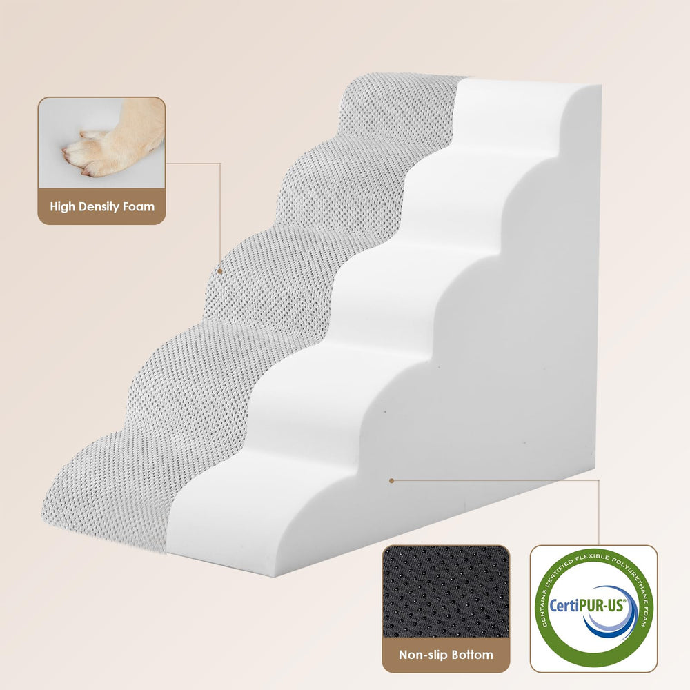 EHEYCIGA curved dog stairs 5-steps highlights multi-height compatibility