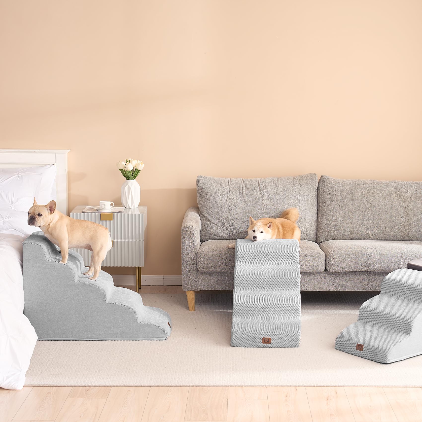 EHEYCIGA curved dog stairs easy-care setup and quick expansion