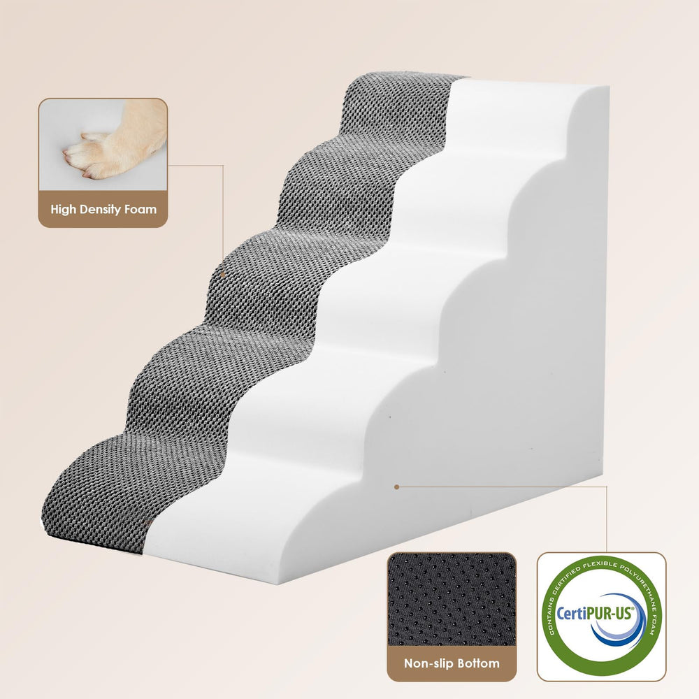 EHEYCIGA curved dog stairs five-step design supports gentle climbs.
