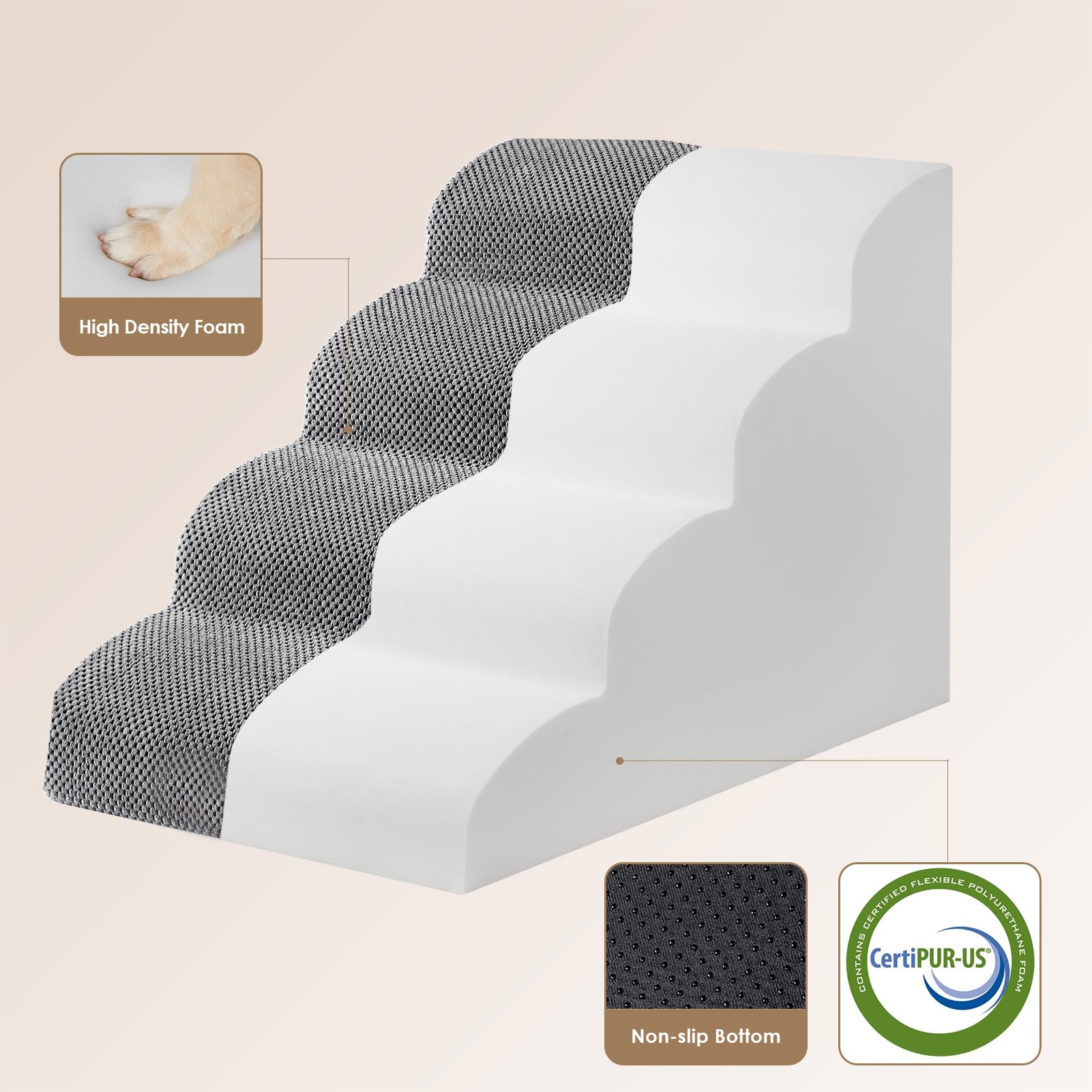 EHEYCIGA curved dog stairs 33D foam density offers steady, reliable support
