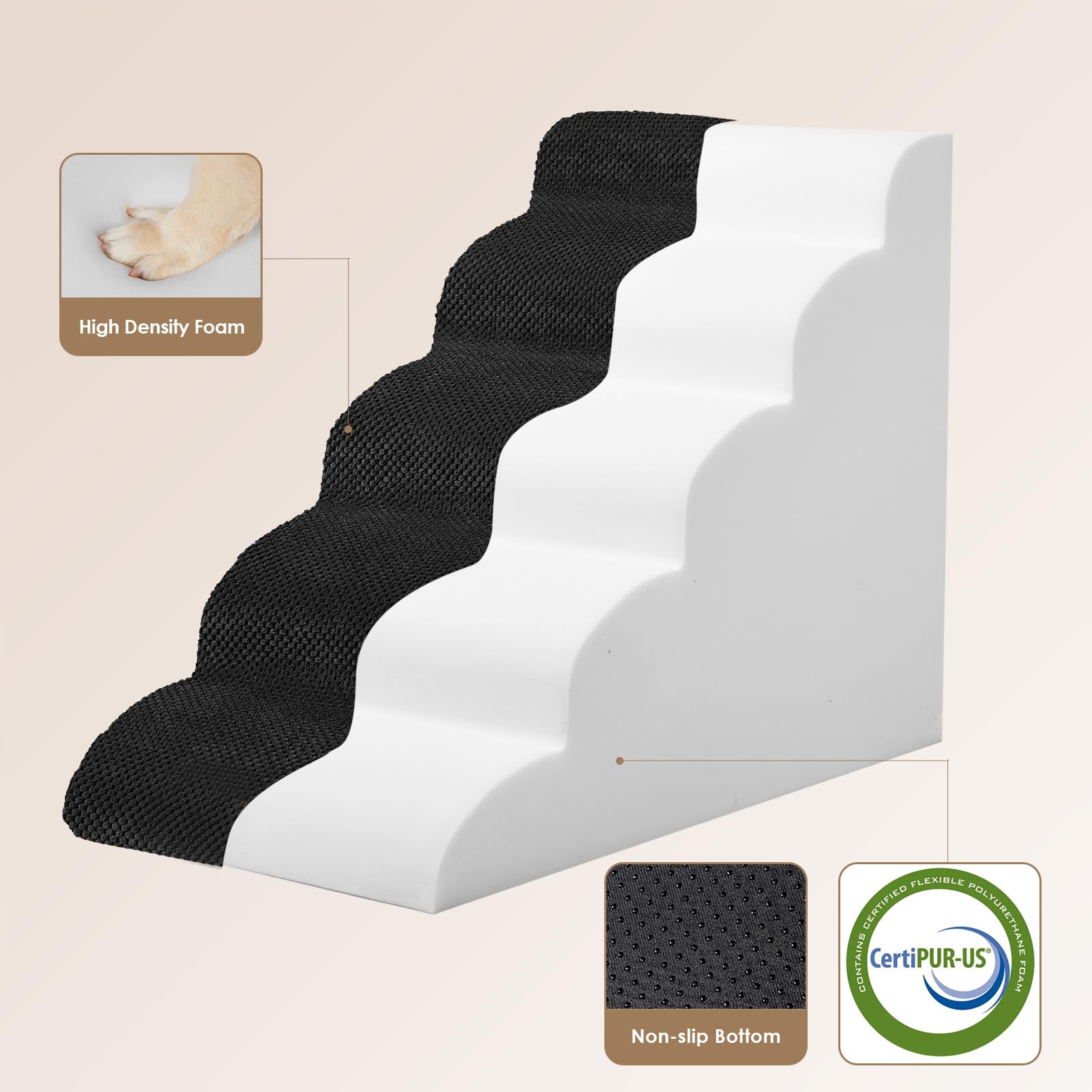 EHEYCIGA curved stairs emphasize foam density for steady footing