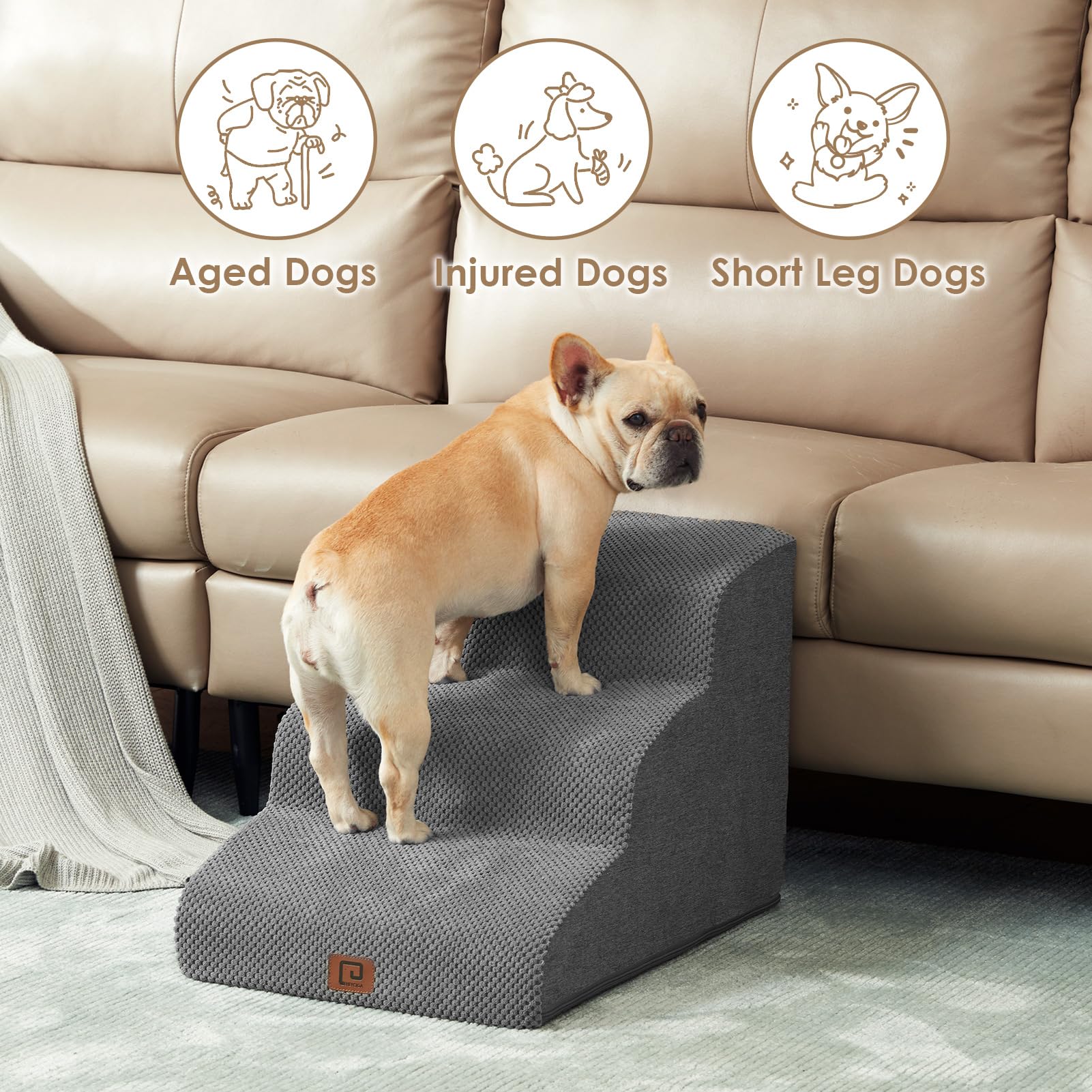 EHEYCIGA grey cover on dog stairs is removable for washing