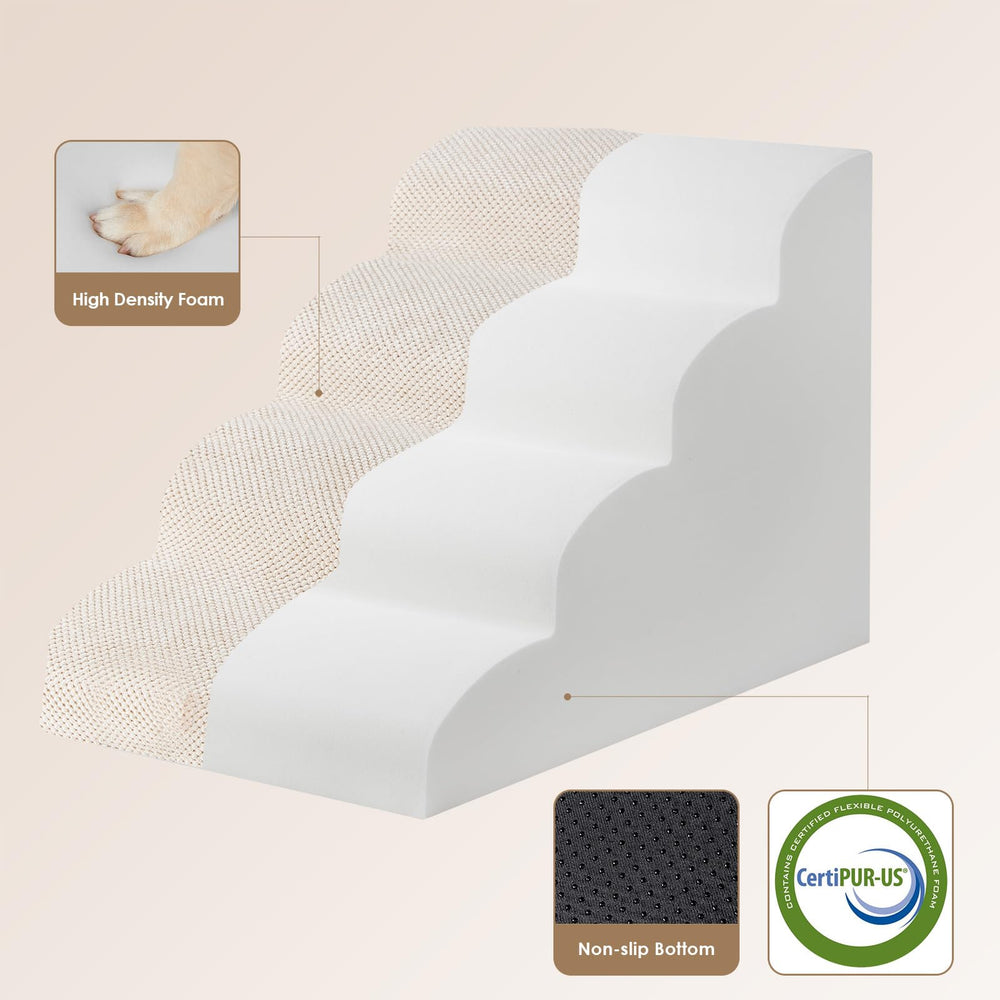 EHEYCIGA curved dog stairs beside a high bed showing practical placement.