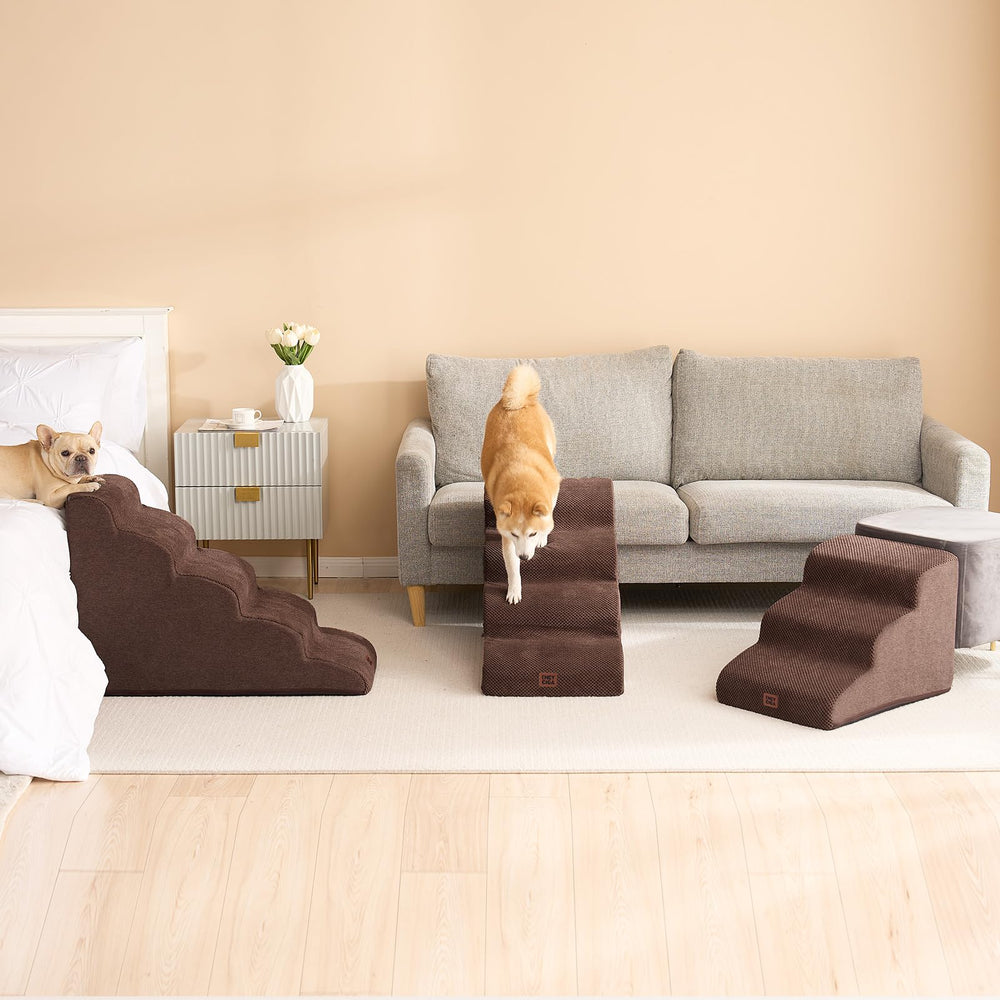 EHEYCIGA Curved Dog Stairs designed for high-bed access compatibility.