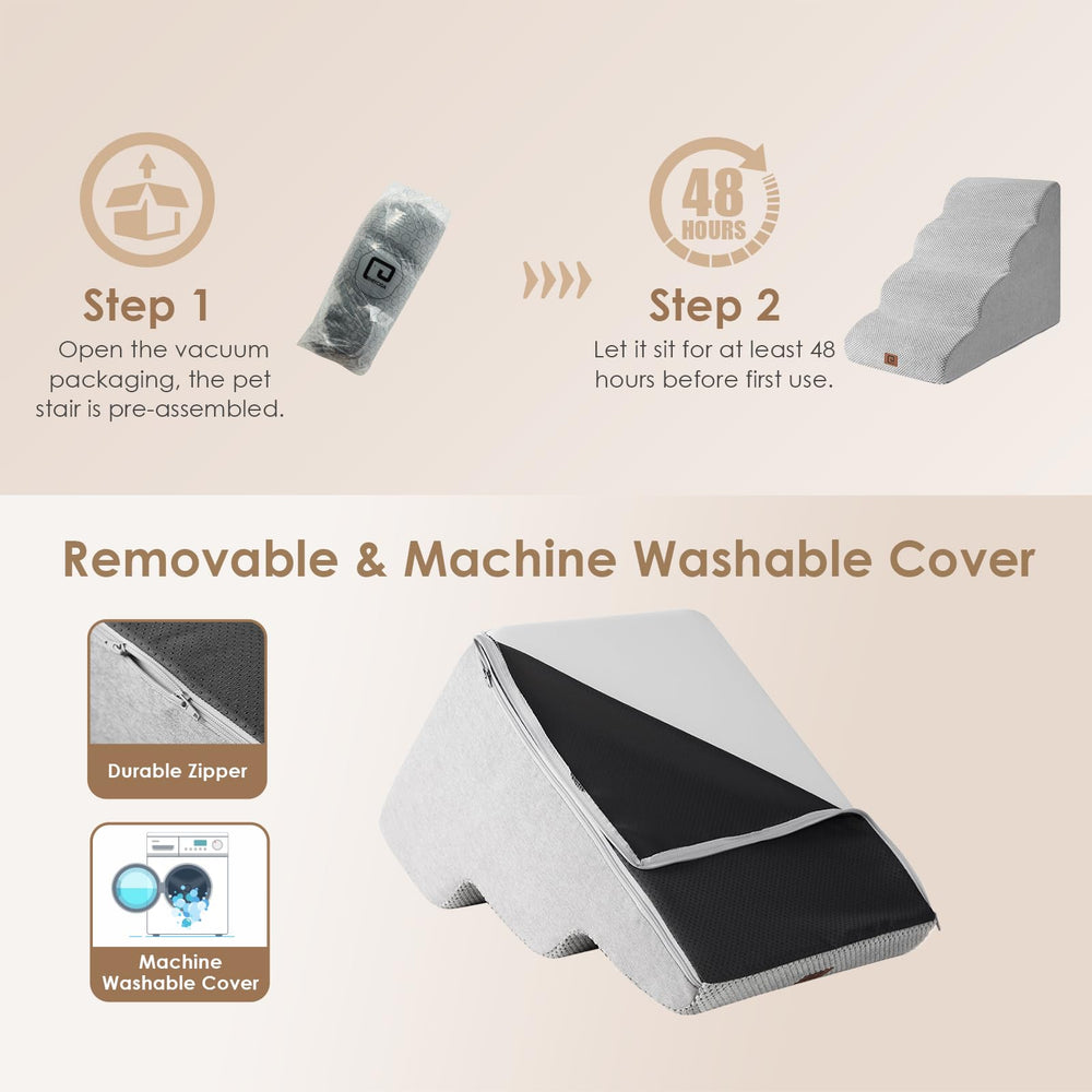 EHEYCIGA curved dog stairs low-angle design reduces climb strain on pets.