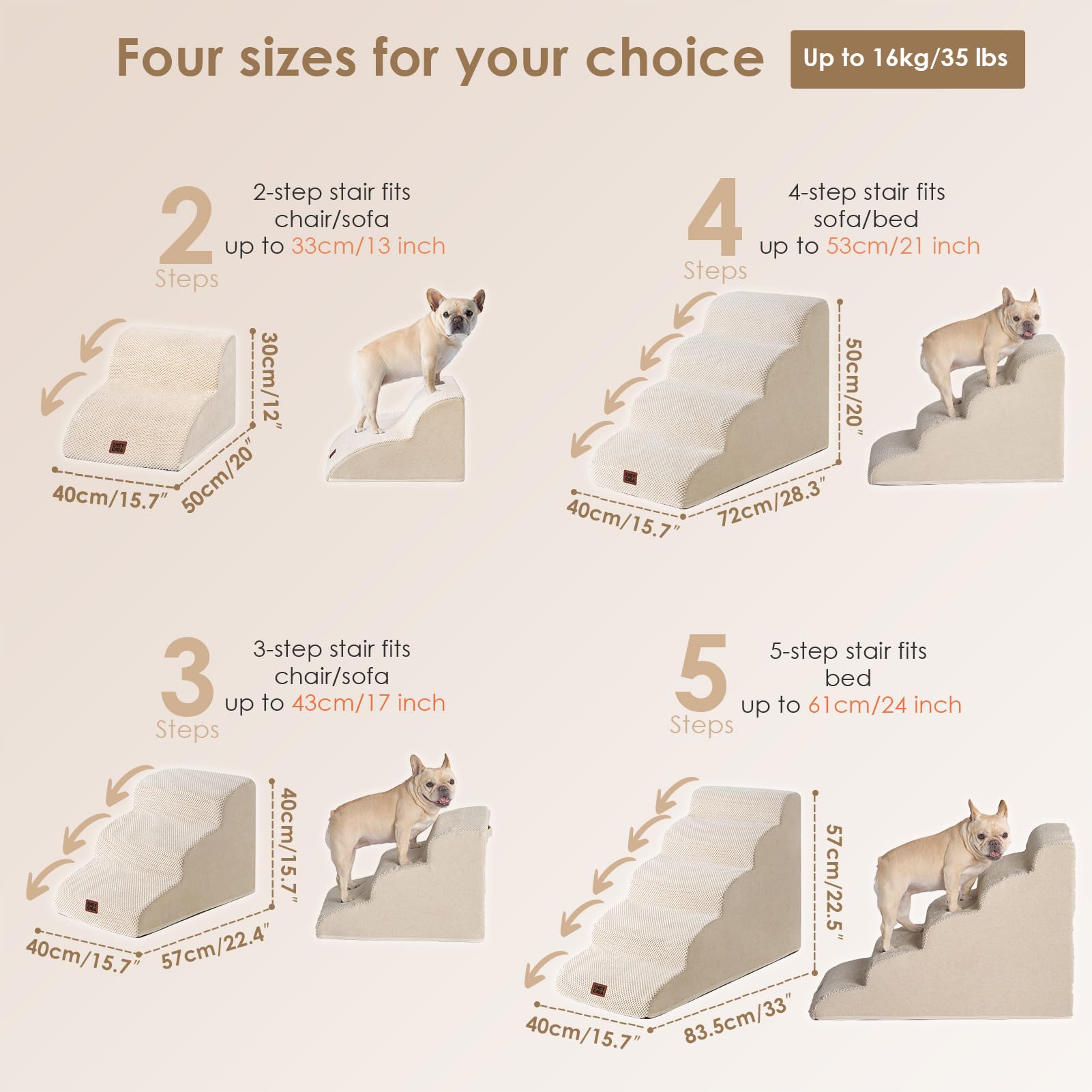 EHEYCIGA Curved Dog Stairs non-slip base ensures indoor safety.