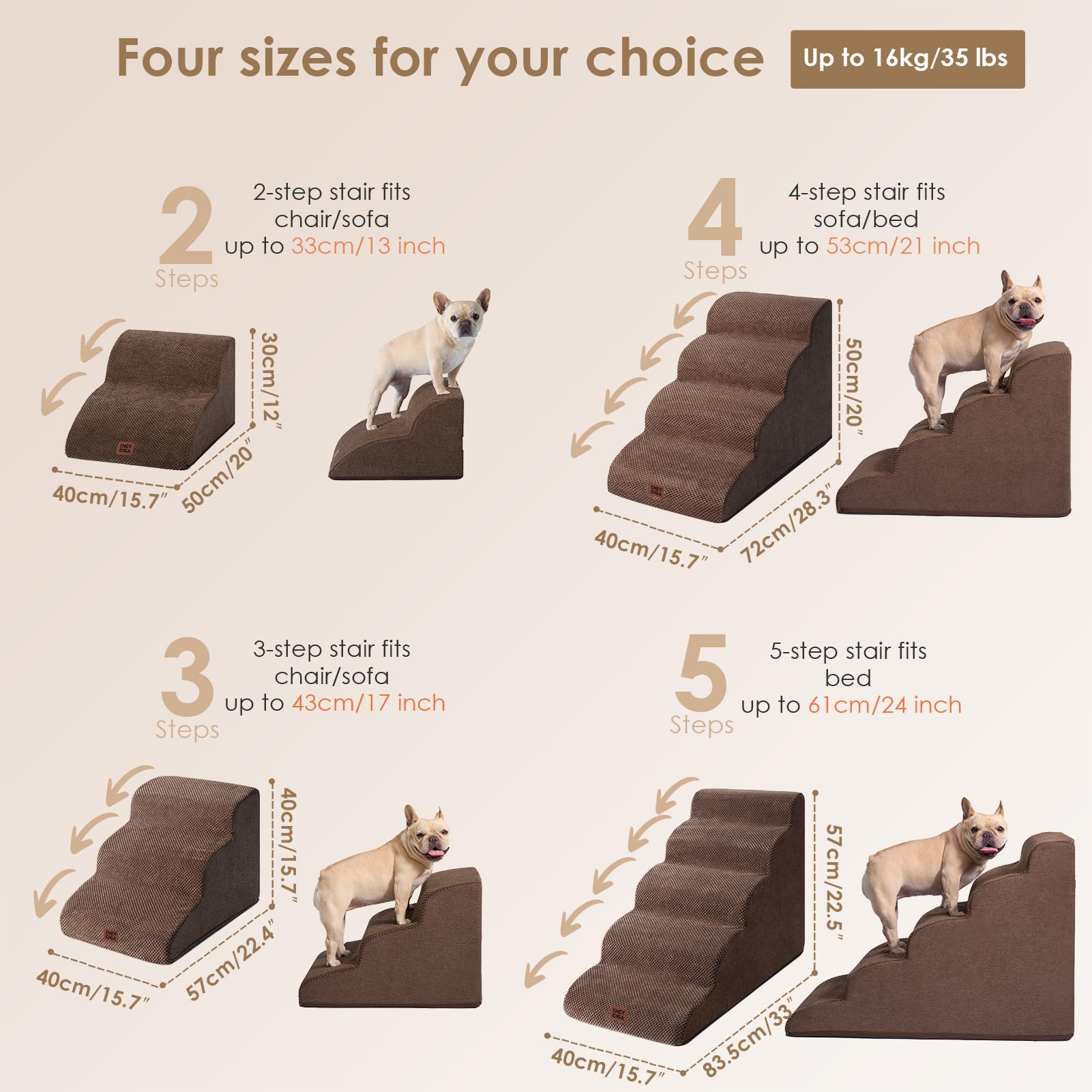 EHEYCIGA Curved Dog Stairs with non-slip surface for safe footing.