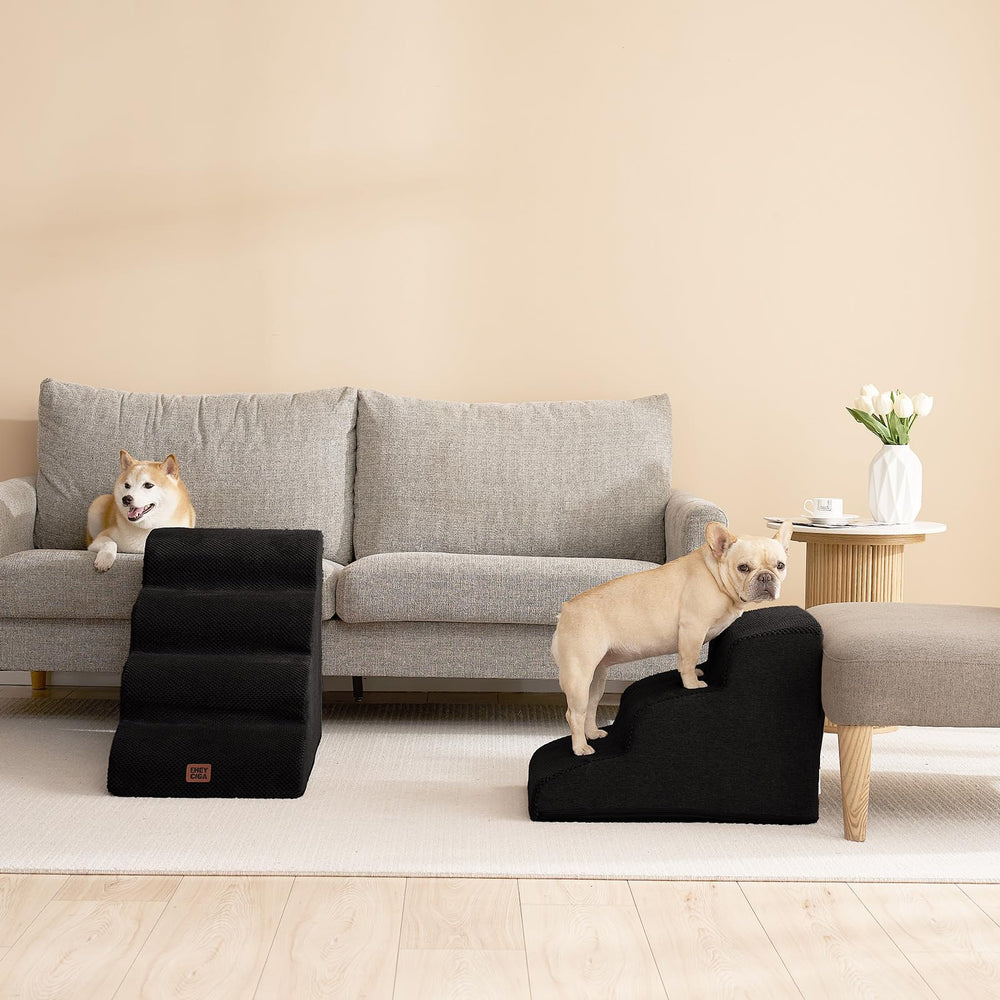EHEYCIGA curved dog stairs removable bonded fleece cover is washable.