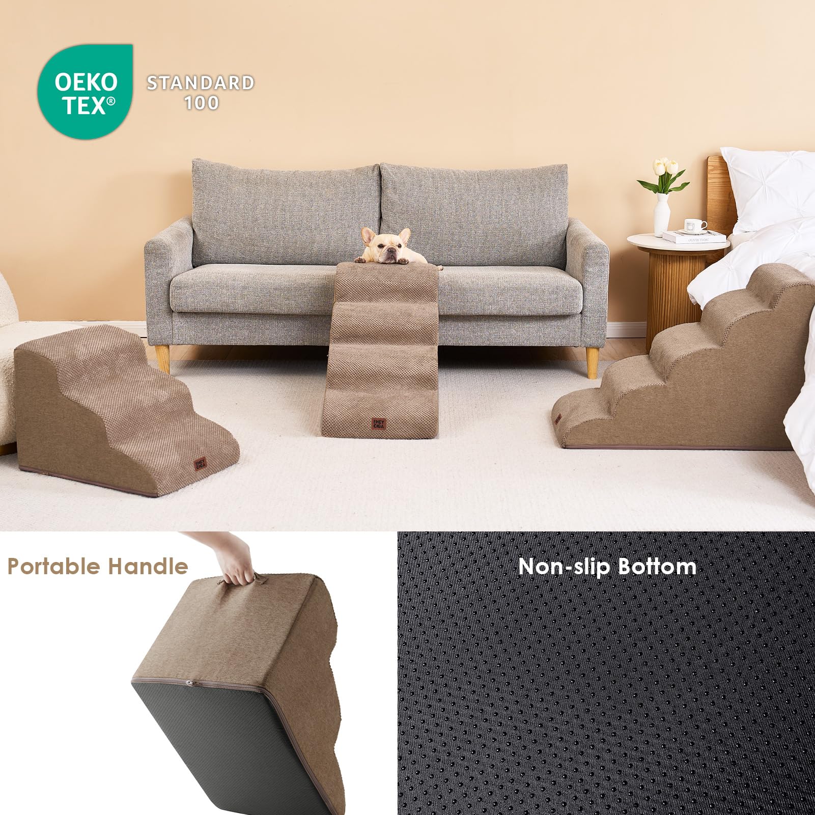 Removable cover on EHEYCIGA curved stairs simplifies cleaning.