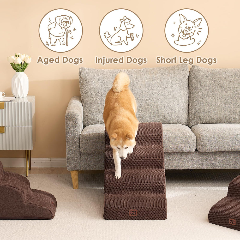 EHEYCIGA Curved Dog Stairs removable cover for easy cleaning.