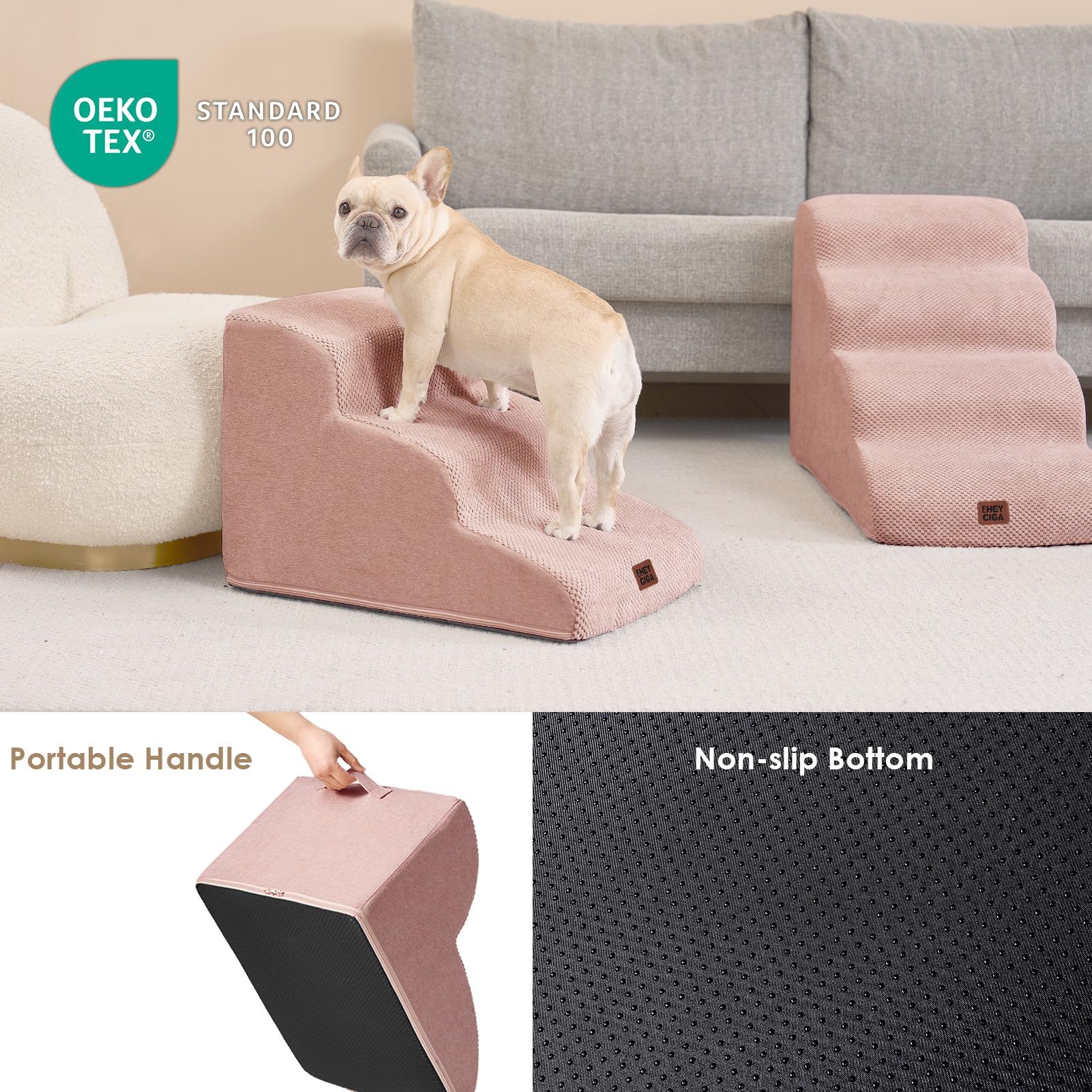 EHEYCIGA curved dog stairs removable cover for easy washing