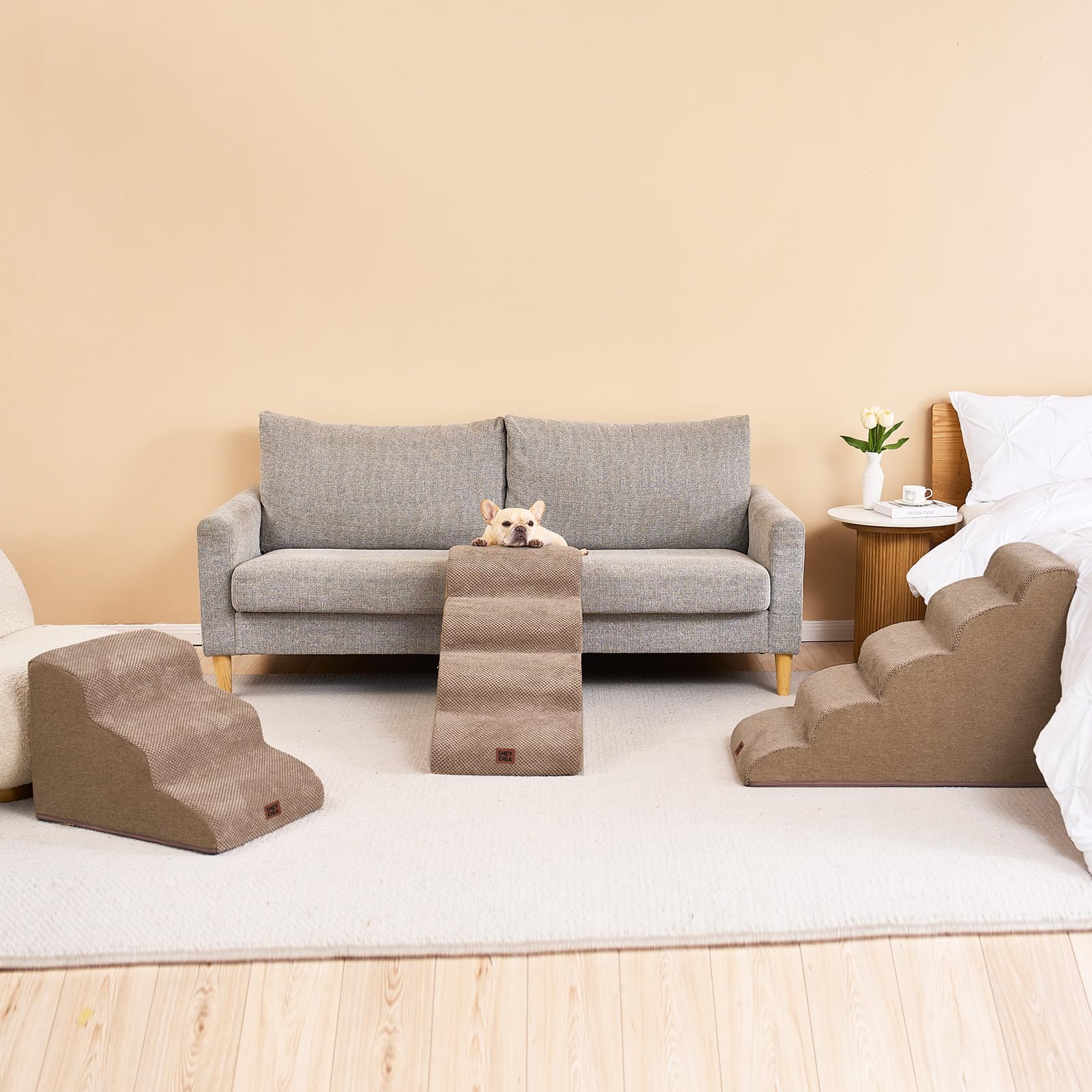 Ideal for small dogs climbing onto beds with EHEYCIGA stairs.