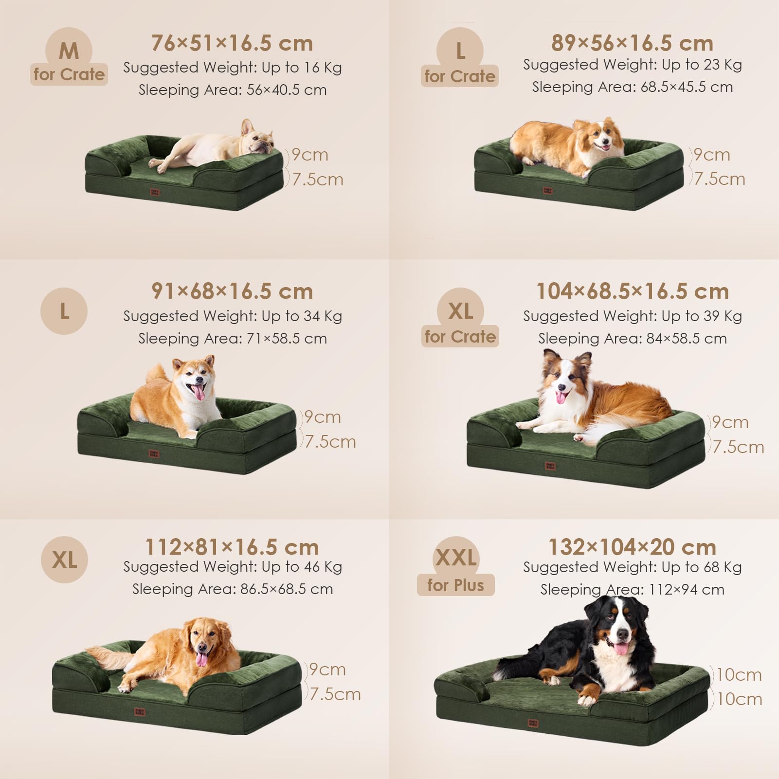 EHEYCIGA dark-green dog bed adds style and blends with home decor.