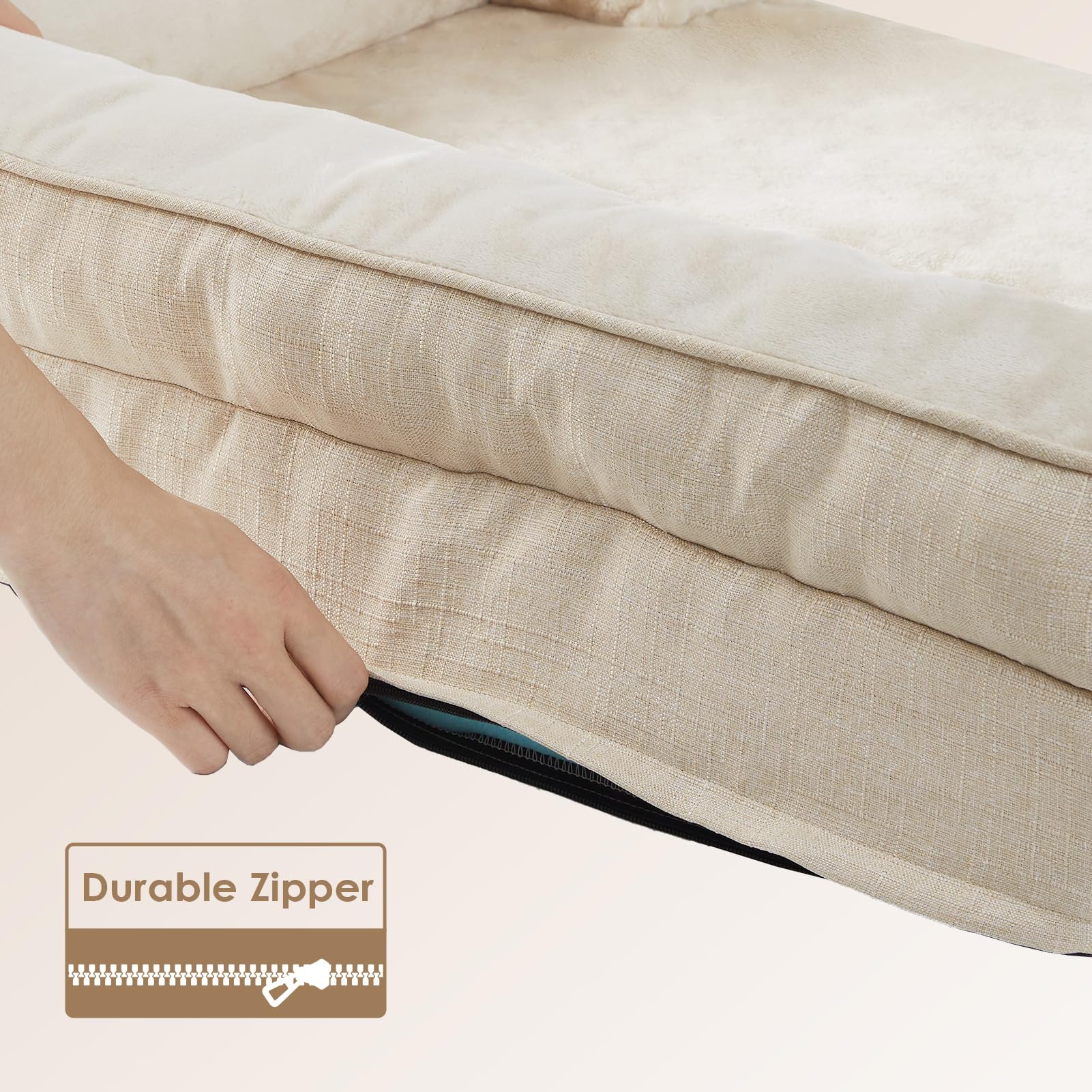 EHEYCIGA beige cover complements any decor while protecting the bed.