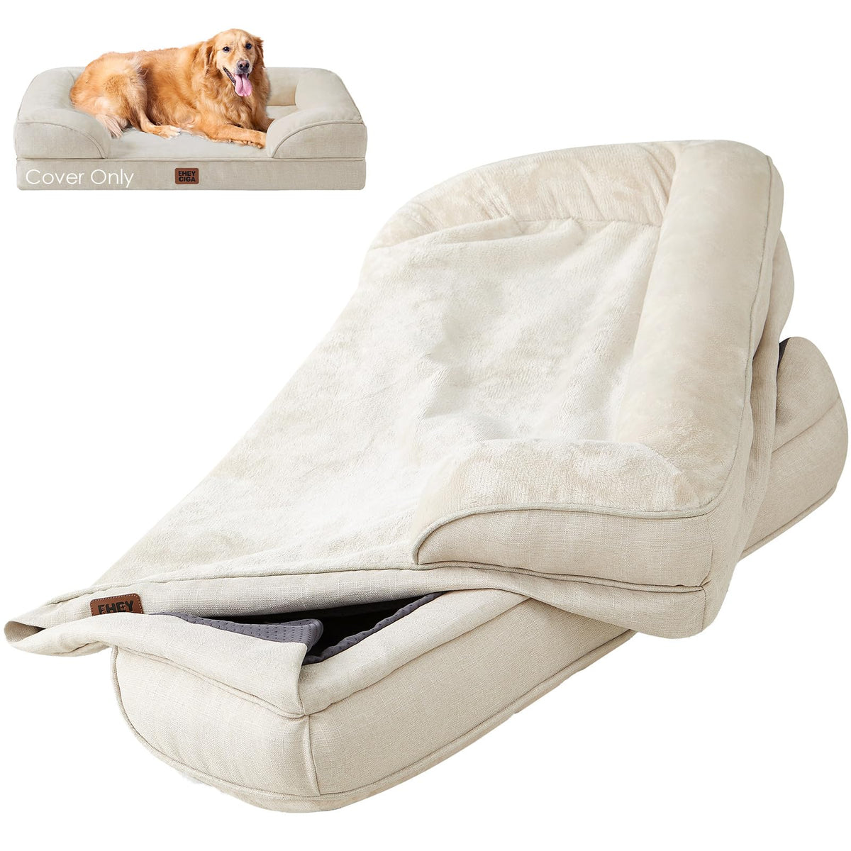 EHEYCIGA dog bed cover waterproof top layer keeps cushions dry and clean.