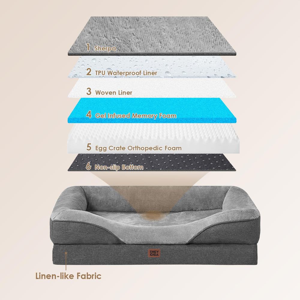 EHEYCIGA dog bed featuring egg crate foam for comfortable cushioning.