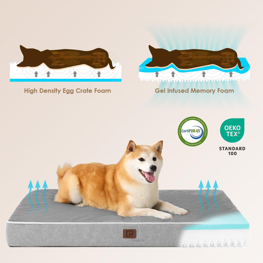 EHEYCIGA dog bed fleece top shows soft surface for lounging