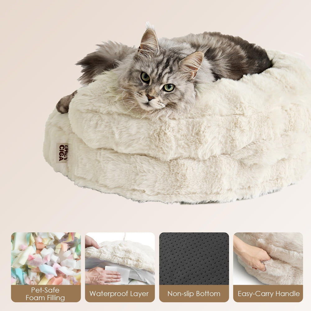 EHEYCIGA dog bed medium in cream complements home decor.