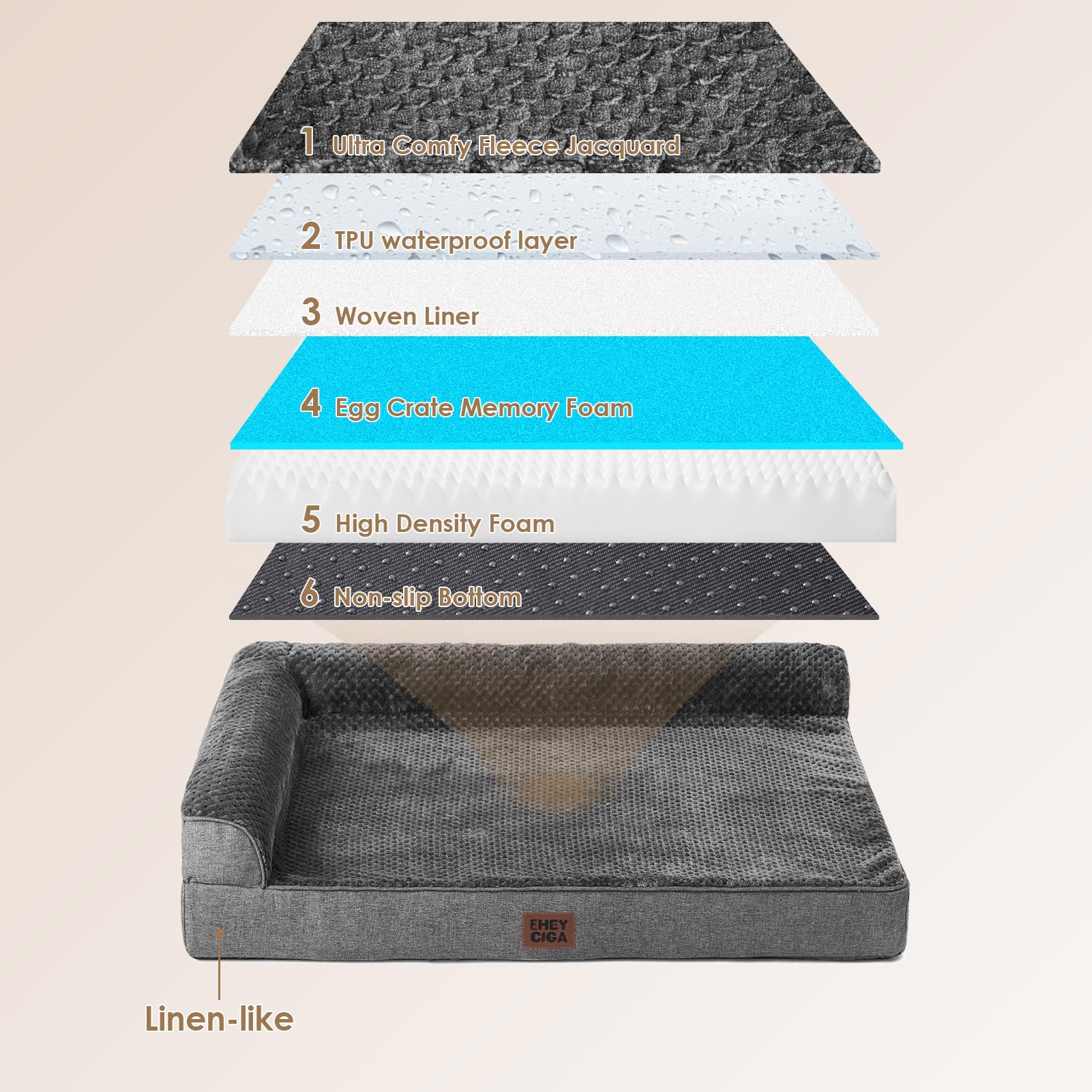 EHEYCIGA bed with non-slip bottom for stability on floors