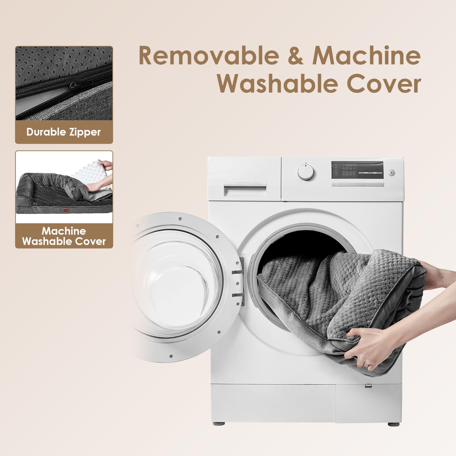 EHEYCIGA bed with removable washable cover for easy cleaning