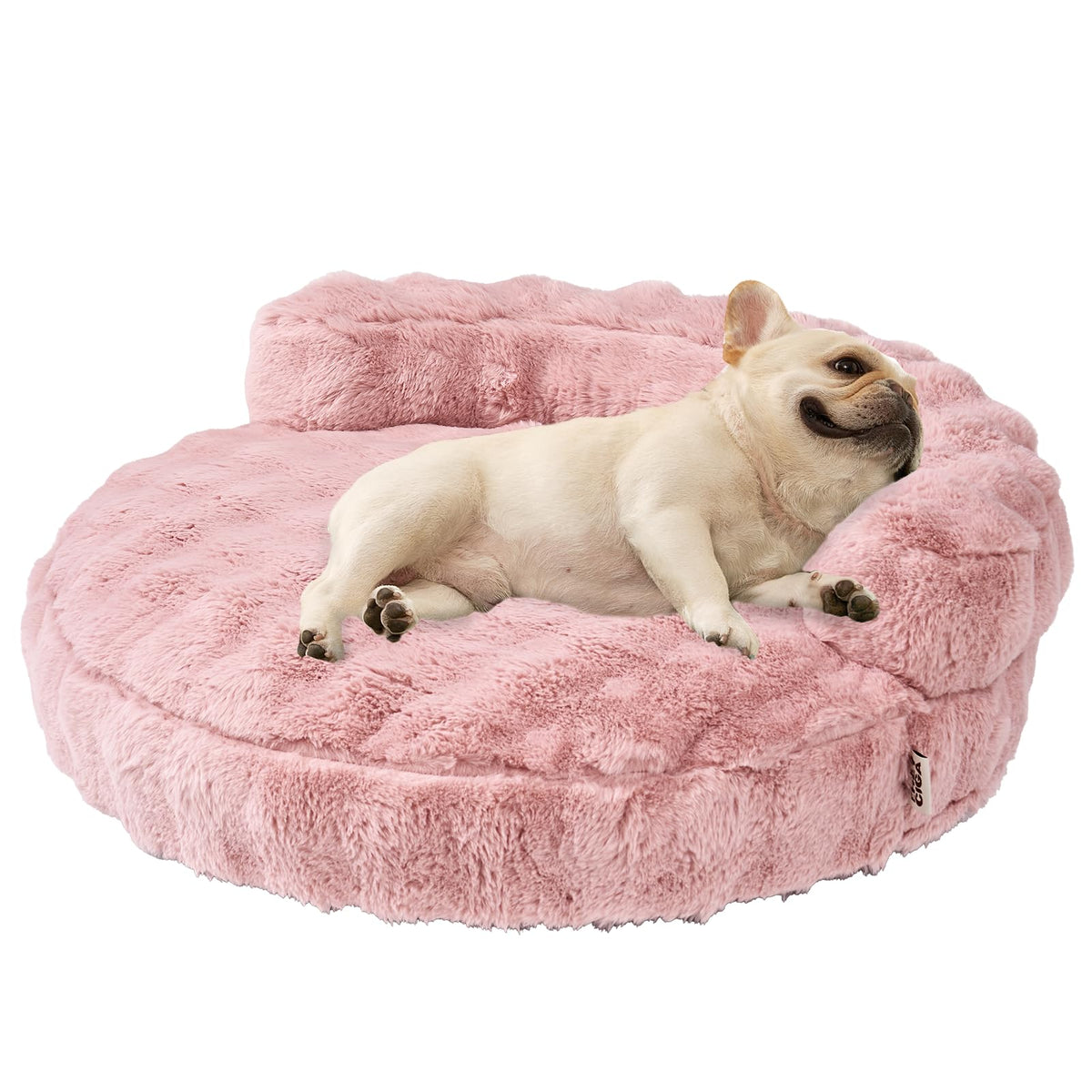 EHEYCIGA dog bed round soft-foam pink offers cloud-like comfort for naps.