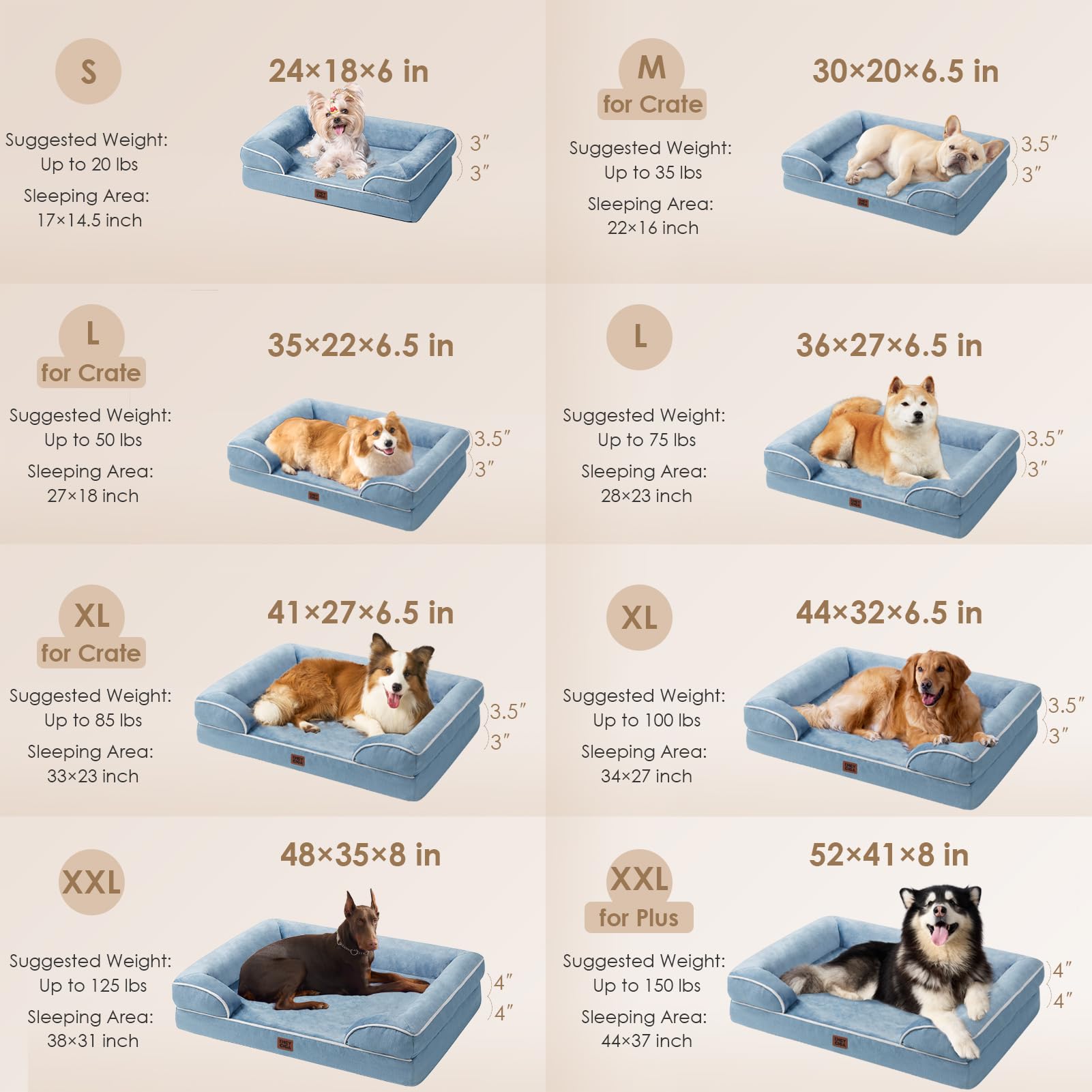 EHEYCIGA small dog bed with three-sided bolster for neck support