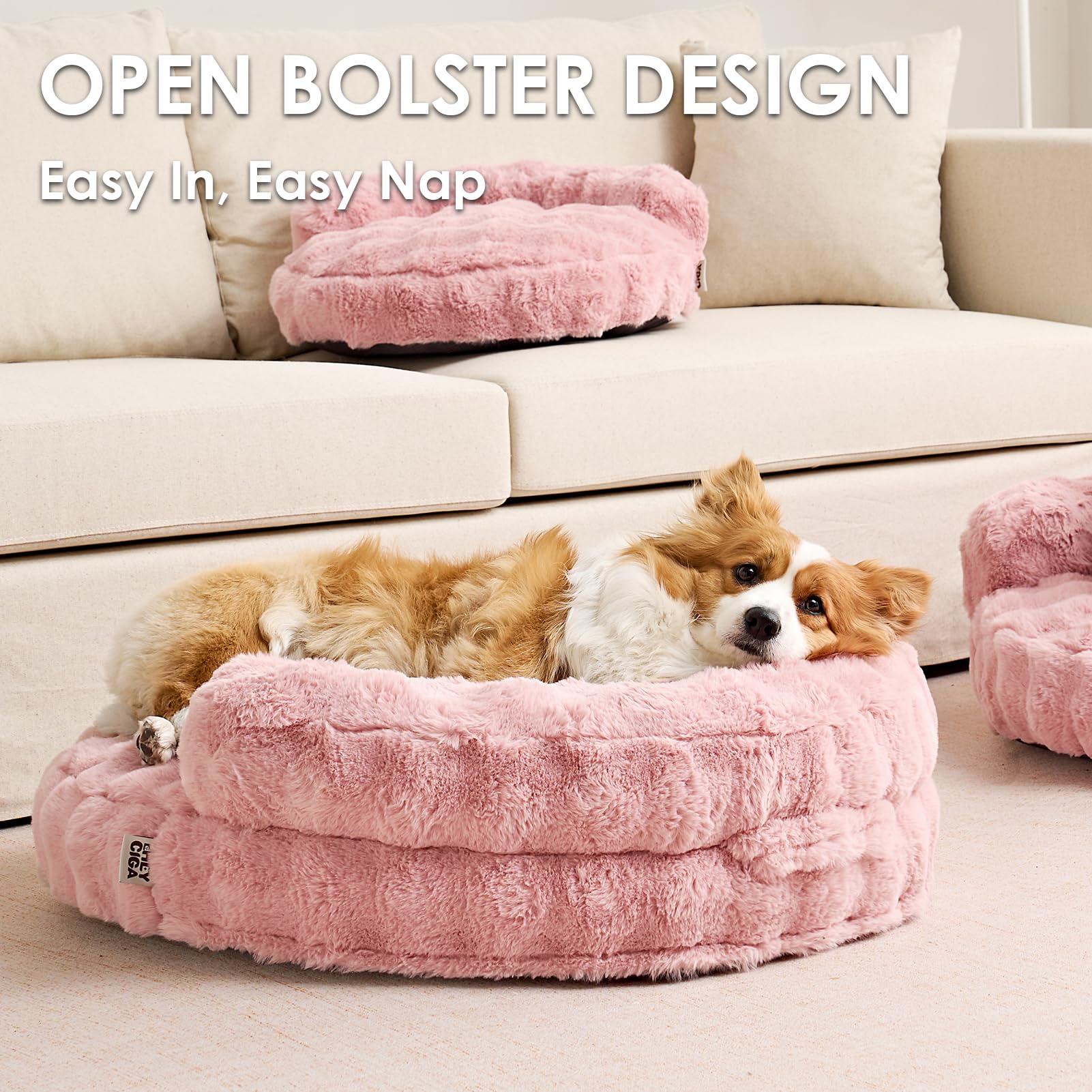EHEYCIGA dog bed waterproof-lining protects against spills, keeping your space cleaner.